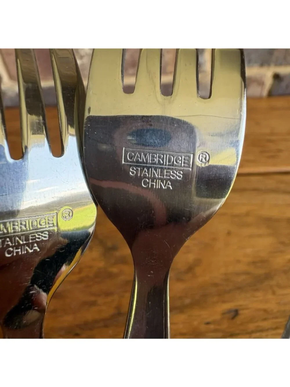 4 Cambridge Carnival MCM Yellow Plastic Handles Dinner Forks Stainless